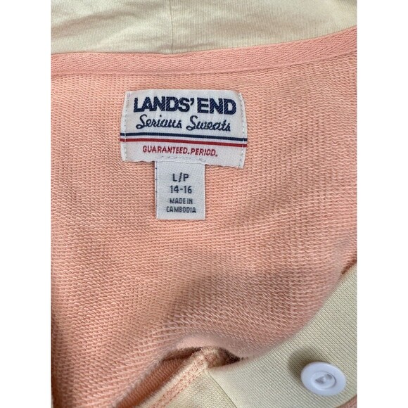 Lands End Serious Sweats Pastel Color Block Hoodie Sweatshirt Size L EUC!!! - Picture 4 of 5